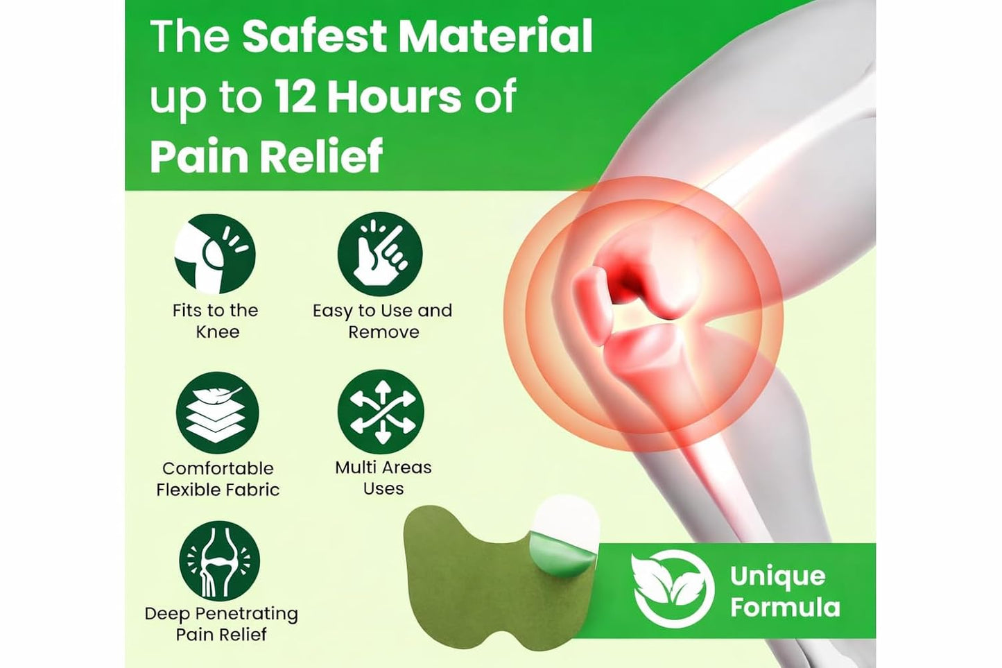 Herbal Knee Pain Relief Patches (20 Count) β 12-Hour Long Lasting Heat Therapy for Joint Pain