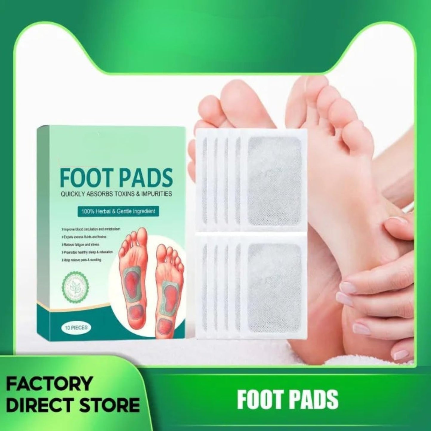 Herbal Foot patch (Pack of 10) Natural Ingredients for Sleep Aid Pain Relief