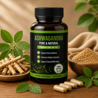 Ashwagandha Pure & Natural Capsules | Stress Relief, Energy & Overall Wellness | 60 Capsules