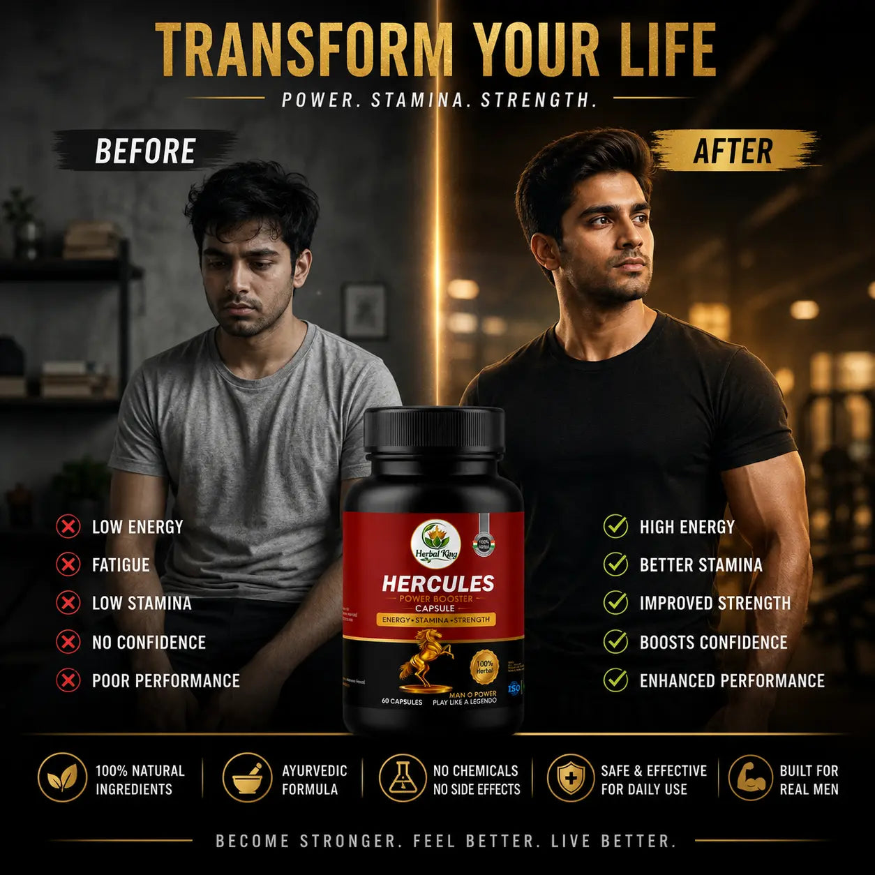 Herbal King HERCULES Power Booster Capsules for Men ( 60 Capsules )