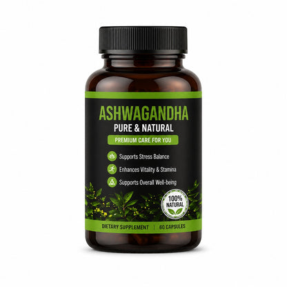 Ashwagandha Pure & Natural Capsules | Stress Relief, Energy & Overall Wellness | 60 Capsules