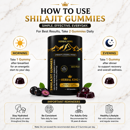 HERBAL KING Shilajit Gummies for Men & Women | 60 Gummies