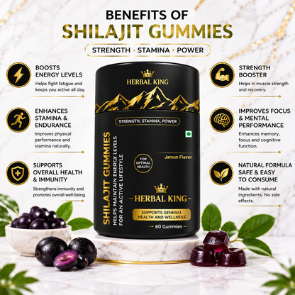 HERBAL KING Shilajit Gummies for Men & Women | 60 Gummies