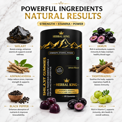 HERBAL KING Shilajit Gummies for Men & Women | 60 Gummies